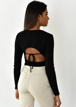 Pulls L Cardigans^Outfitbook Pull à dos ouvert noué NOIR