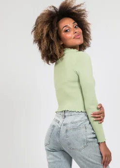 Pulls L Cardigans^Outfitbook Pull à ourlet volanté vert