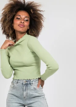 Pulls L Cardigans^Outfitbook Pull à ourlet volanté vert