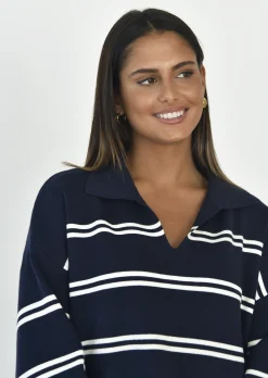 Pulls L Cardigans^Outfitbook Pull à rayures avec col BLEU