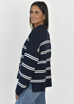 Pulls L Cardigans^Outfitbook Pull à rayures avec col BLEU