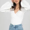 Pulls L Cardigans^Outfitbook Pull cache coeur à manches ballons BLANC