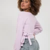 Pulls L Cardigans^Outfitbook Pull cache coeur à manches ballons LILAS