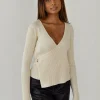 Pulls L Cardigans^Outfitbook Pull cache-coeur en maille côtelée BEIGE