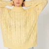 Pulls L Cardigans^Outfitbook Pull col haut en maille torsadée pastel JAUNE