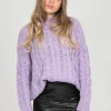 Pulls L Cardigans^Outfitbook Pull col haut en maille torsadée LILAS