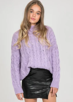 Pulls L Cardigans^Outfitbook Pull col haut en maille torsadée LILAS