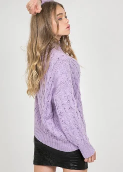 Pulls L Cardigans^Outfitbook Pull col haut en maille torsadée LILAS