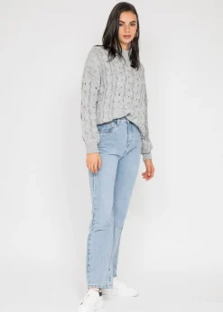 Pulls L Cardigans^Outfitbook Pull col haut en maille torsadée GRIS