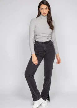 Pulls L Cardigans^Outfitbook Pull col montant froncé sur les côtés gris