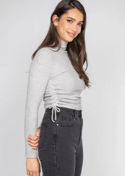 Pulls L Cardigans^Outfitbook Pull col montant froncé sur les côtés gris
