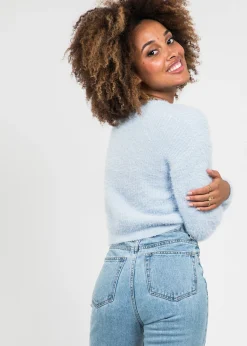 Pulls L Cardigans^Outfitbook Pull col rond duveteux BLEU