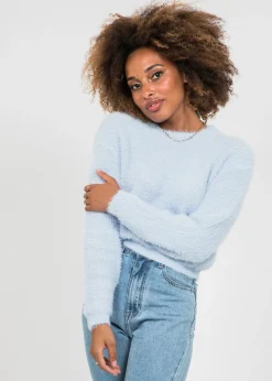 Pulls L Cardigans^Outfitbook Pull col rond duveteux BLEU