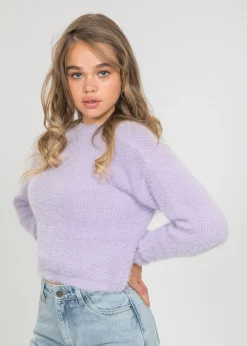 Pulls L Cardigans^Outfitbook Pull col rond duveteux LILAS