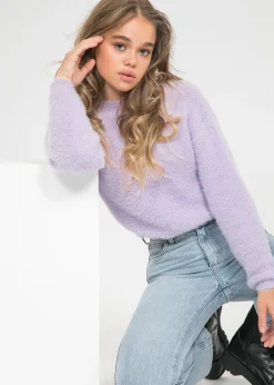 Pulls L Cardigans^Outfitbook Pull col rond duveteux LILAS