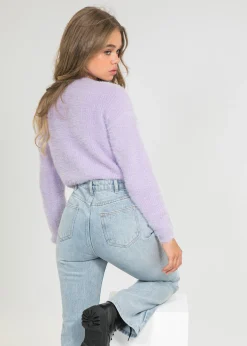 Pulls L Cardigans^Outfitbook Pull col rond duveteux LILAS