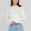 Pulls L Cardigans^Outfitbook Pull col rond en maille torsadée BLANC