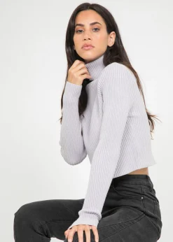 Pulls L Cardigans^Outfitbook Pull col roulé côtelé MAUVE