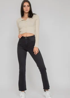 Pulls L Cardigans^Outfitbook Pull côtelé avec col à revers BEIGE
