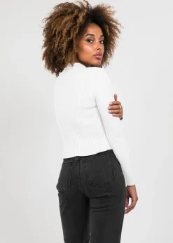 Pulls L Cardigans^Outfitbook Pull côtelé ras de cou BLANC