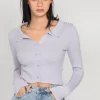 Pulls L Cardigans^Outfitbook Pull côtelé avec col à revers LILAS