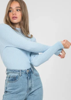 Pulls L Cardigans^Outfitbook Pull côtelé ras de cou BLEU