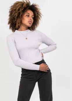 Pulls L Cardigans^Outfitbook Pull côtelé ras de cou MAUVE