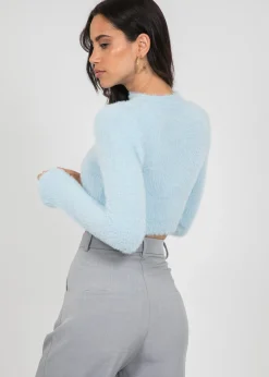 Pulls L Cardigans^Outfitbook Pull duveteux col montant BLEU