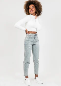 Pulls L Cardigans^Outfitbook Pull duveteux col montant BLANC