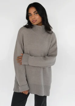 Pulls L Cardigans^Outfitbook Pull en maille à col montant TAUPE