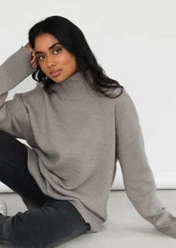 Pulls L Cardigans^Outfitbook Pull en maille à col montant TAUPE