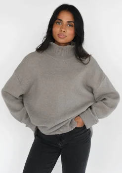Pulls L Cardigans^Outfitbook Pull en maille à col montant TAUPE