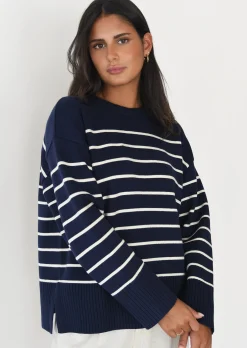 Pulls L Cardigans^Outfitbook Pull en maille à rayures BLEU