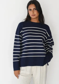 Pulls L Cardigans^Outfitbook Pull en maille à rayures BLEU