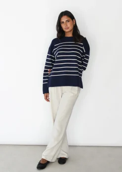 Pulls L Cardigans^Outfitbook Pull en maille à rayures BLEU