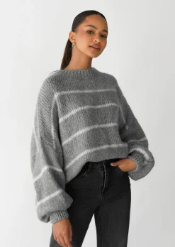 Pulls L Cardigans^Outfitbook Pull en maille à rayures laine GRIS