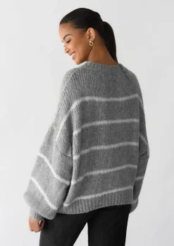 Pulls L Cardigans^Outfitbook Pull en maille à rayures laine GRIS