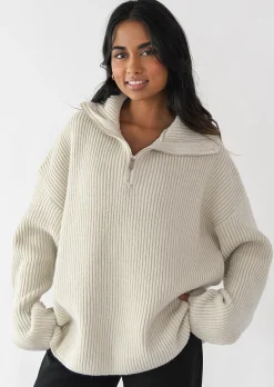 Pulls L Cardigans^Outfitbook Pull en maille à zip BEIGE
