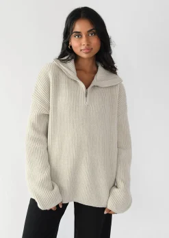 Pulls L Cardigans^Outfitbook Pull en maille à zip BEIGE
