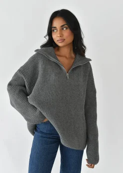 Pulls L Cardigans^Outfitbook Pull en maille à zip GRIS