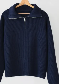 Pulls L Cardigans^Outfitbook Pull en maille à zip BLEU