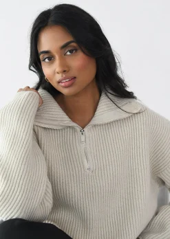 Pulls L Cardigans^Outfitbook Pull en maille à zip BEIGE