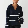 Pulls L Cardigans^Outfitbook Pull en maille avec col à revers Bleu