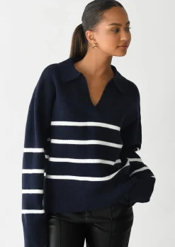 Pulls L Cardigans^Outfitbook Pull en maille avec col à revers Bleu