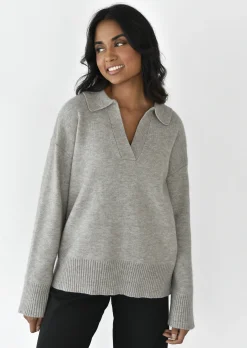Pulls L Cardigans^Outfitbook Pull en maille avec col à revers GREIGE