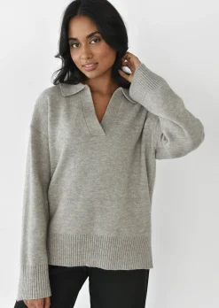 Pulls L Cardigans^Outfitbook Pull en maille avec col à revers GREIGE