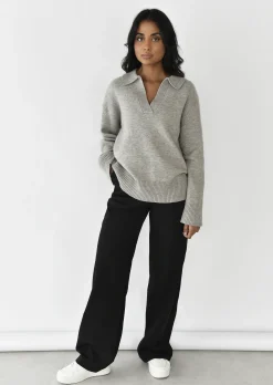 Pulls L Cardigans^Outfitbook Pull en maille avec col à revers GREIGE