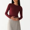 Pulls L Cardigans | Hauts^Outfitbook Pull en maille col rond BORDEAUX