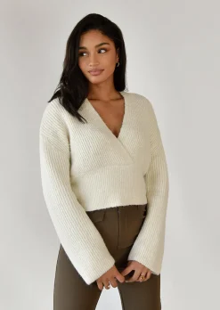 Pulls L Cardigans^Outfitbook Pull en maille col V croisé BEIGE