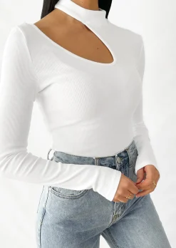 Pulls L Cardigans^Outfitbook Pull en maille côtelé avec découpe BLANC